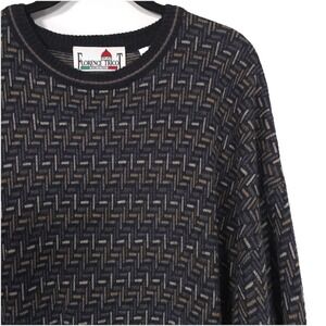 FLORENCE TRICOT Men's Sweater LARGE Vintage ITALY MADE Knit Geometric WOOL Blend